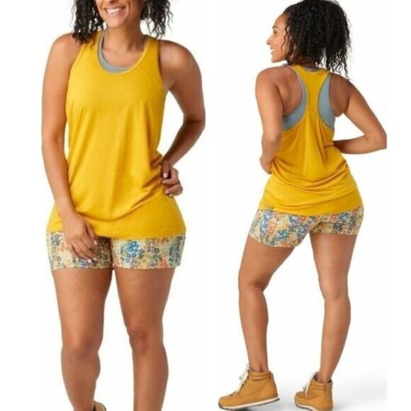 NWT SMARTWOOL Women's Active Ultralite Racerback Tank Size Medium Honey Gold - Picture 1 of 7